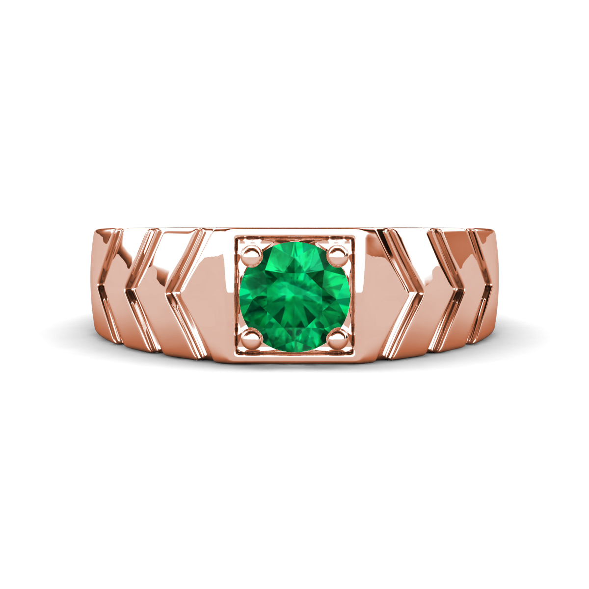 Darius 0.80 ct (6.00 mm) Emerald V Pattern Solitaire Men Band 
