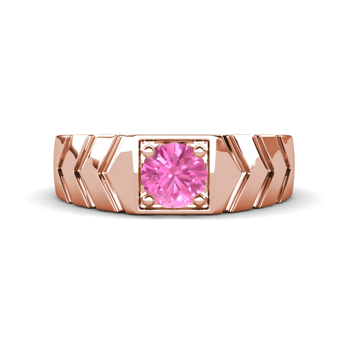 Darius 1.10 ct Pink Sapphire V Pattern Solitaire Men Band (6.00 mm) 