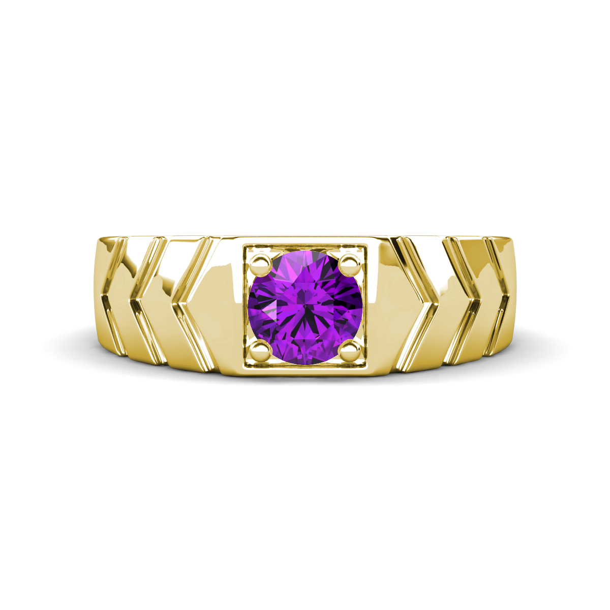 Darius 0.87 ct Amethyst V Pattern Solitaire Men Band (6.00 mm) 