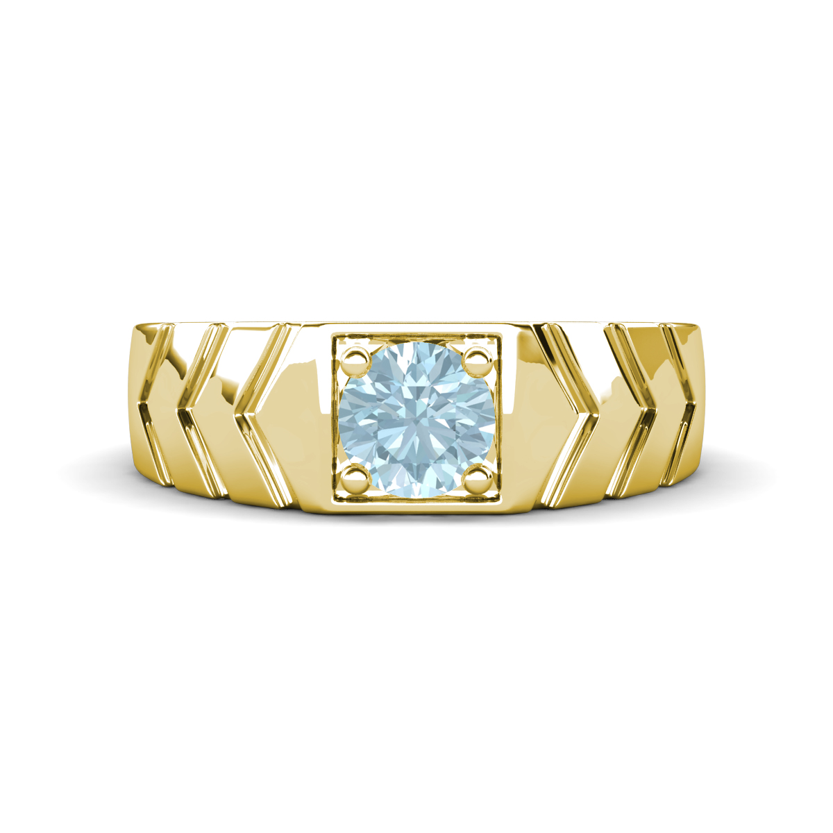 Darius 0.87 ct Aquamarine V Pattern Solitaire Men Band (6.00 mm) 