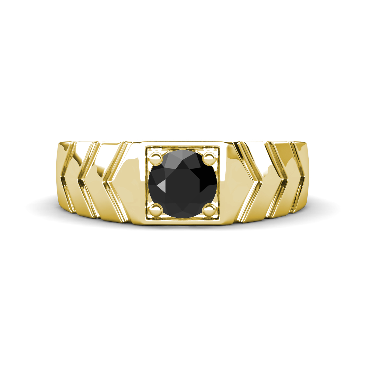 Darius 1.00 ct Black Diamond V Pattern Solitaire Men Band (6.00 mm) 