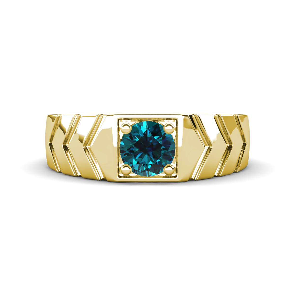 Darius 0.80 ct Blue Diamond V Pattern Solitaire Men Band (6.00 mm) 