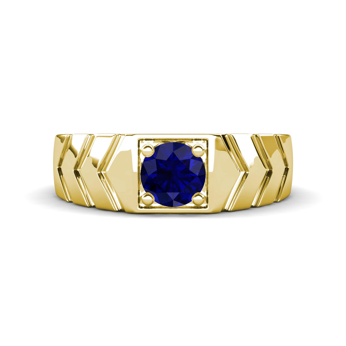 Darius 1.15 ct Blue Sapphire V Pattern Solitaire Men Band (6.00 mm) 