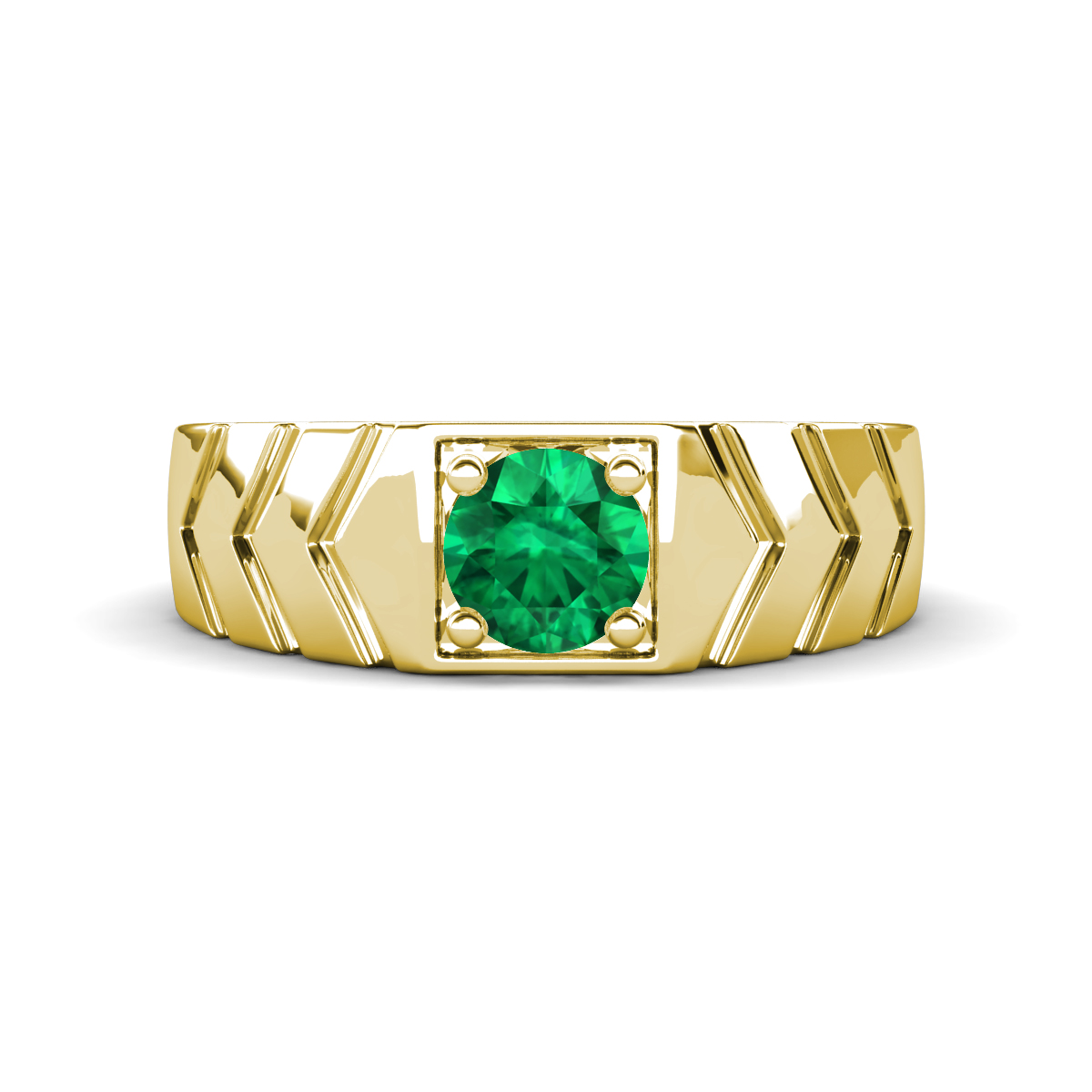 Darius 0.80 ct (6.00 mm) Emerald V Pattern Solitaire Men Band 