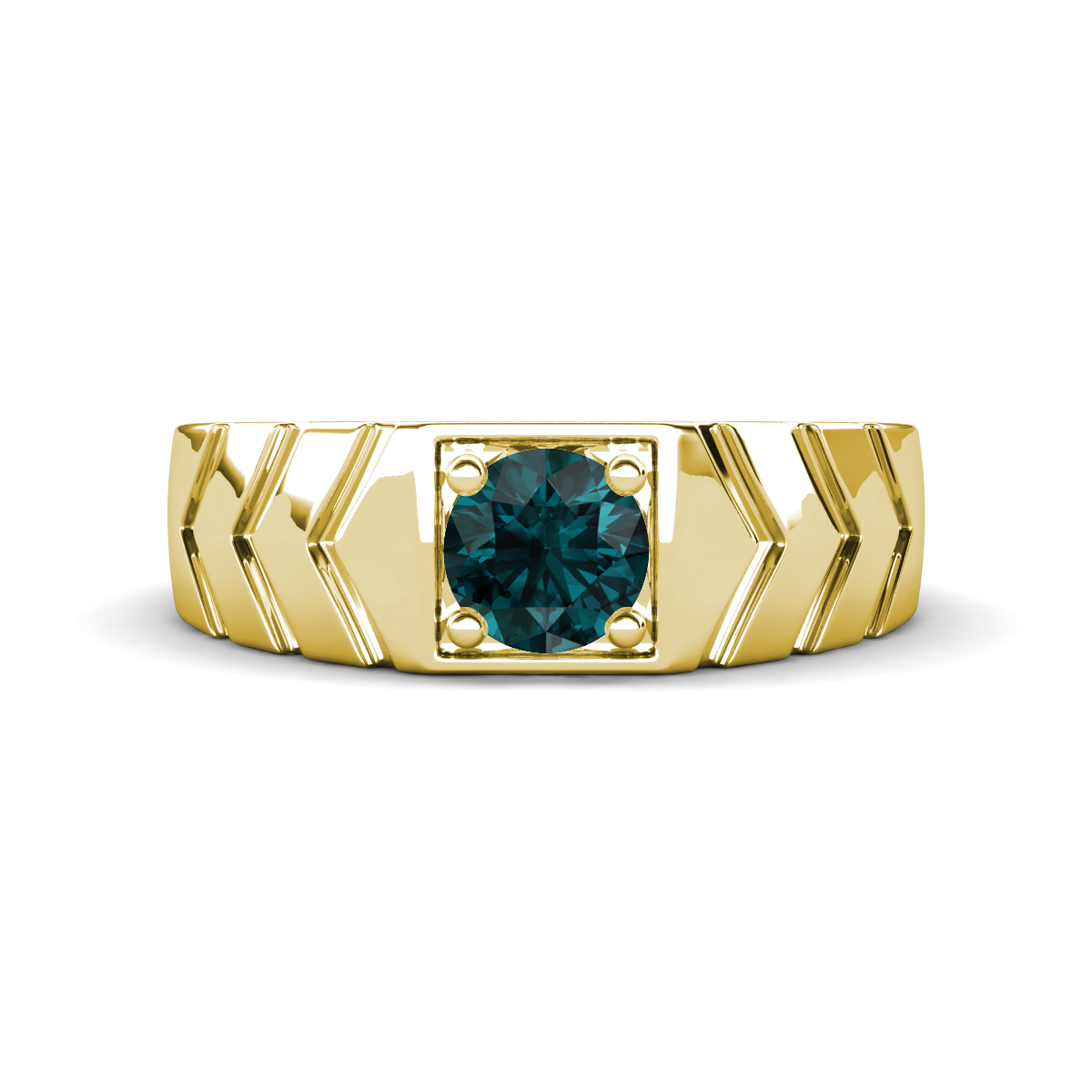 Darius 0.95 ct London Blue Topaz V Pattern Solitaire Men Band (6.00 mm) 