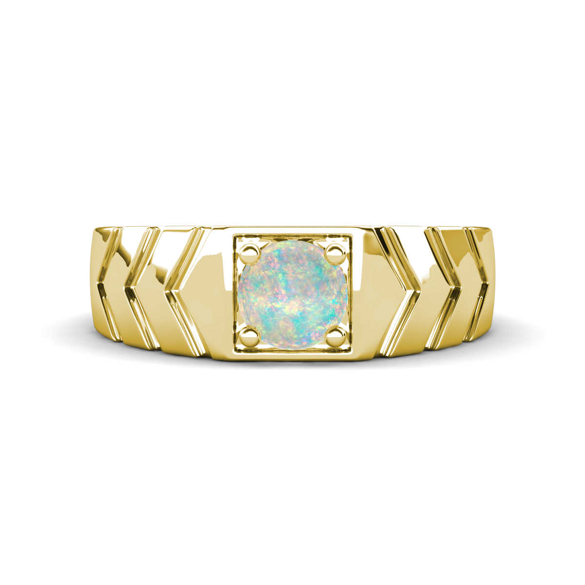 Darius 0.66 ct Opal V Pattern Solitaire Men Band (6.00 mm) 
