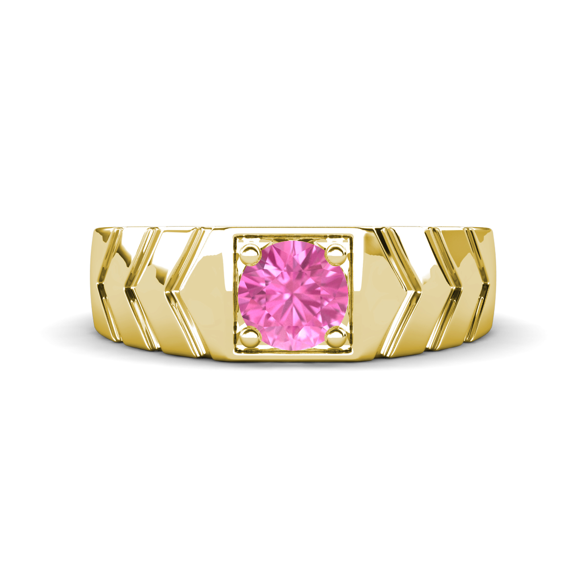 Darius 1.10 ct Pink Sapphire V Pattern Solitaire Men Band (6.00 mm) 