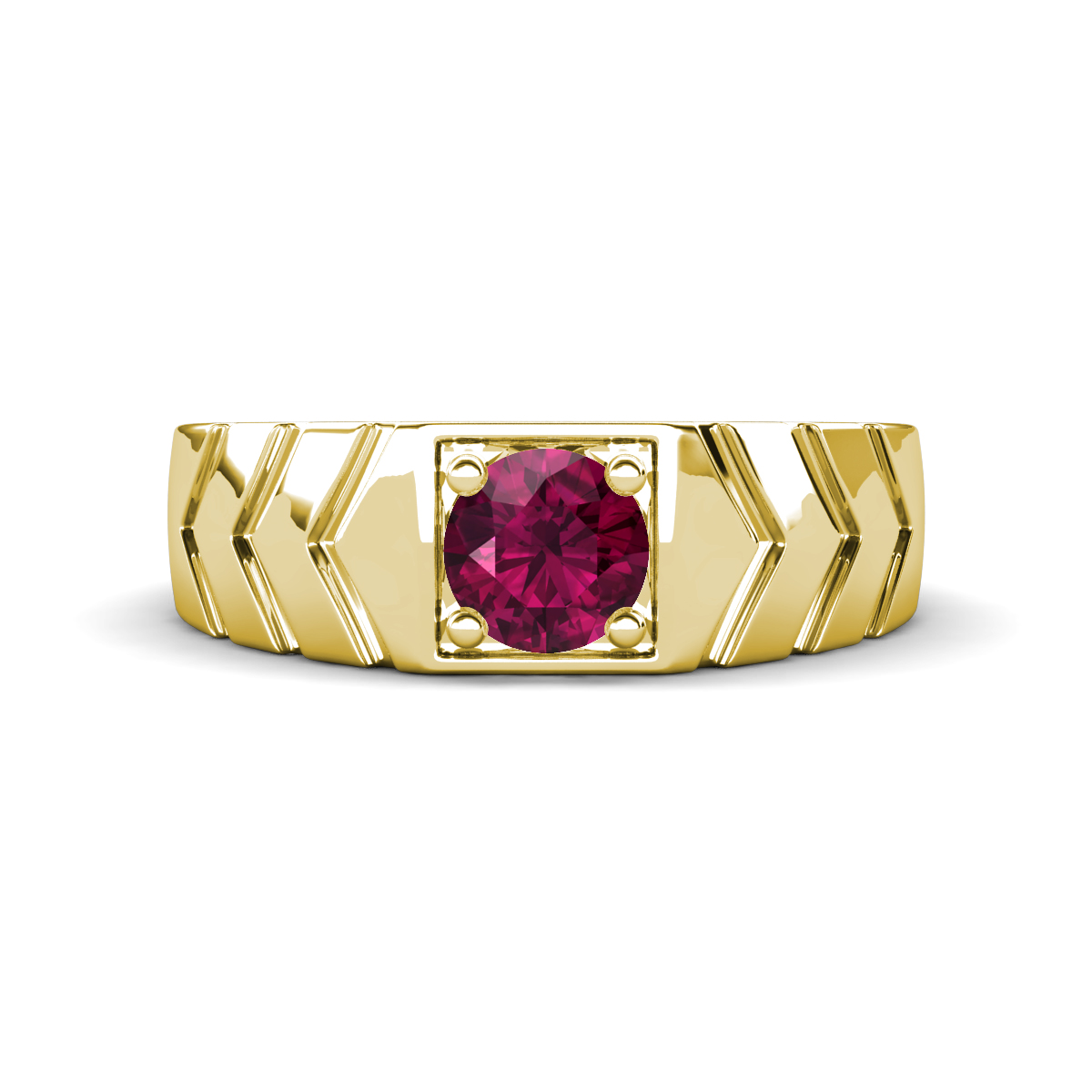 Darius 1.00 ct Rhodolite Garnet V Pattern Solitaire Men Band (6.00 mm) 