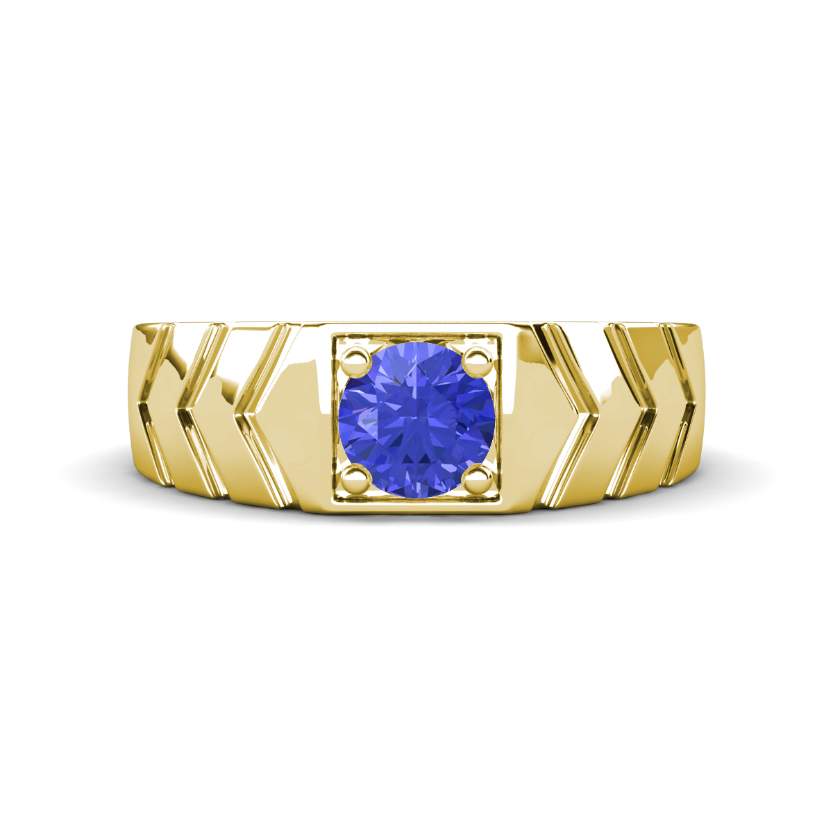 Darius 0.92 ct Tanzanite V Pattern Solitaire Men Band (6.00 mm) 