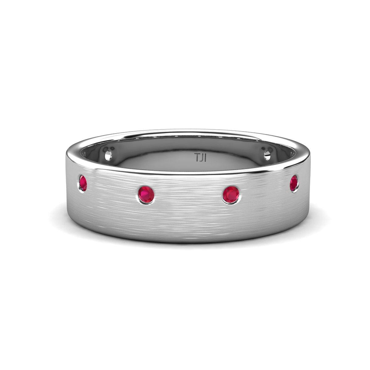 Orion Round Ruby Brushed Satin Finish Men Wedding Band (8 mm) 
