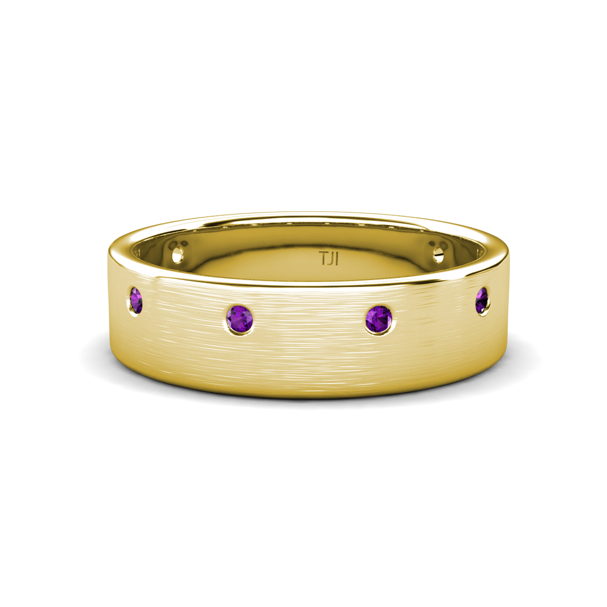 Orion Round Amethyst Brushed Satin Finish Men Wedding Band (8 mm) 