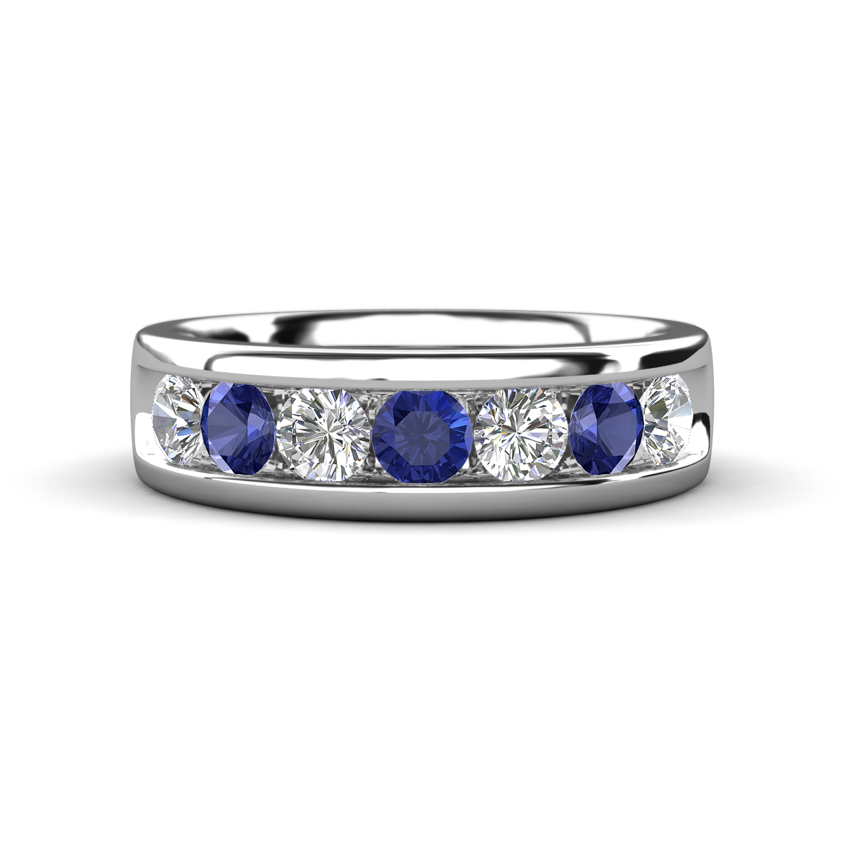 Irvin 1.02 ctw Iolite and Natural Diamond 7 stone Comfort Fit Men Wedding Band (6 mm) 