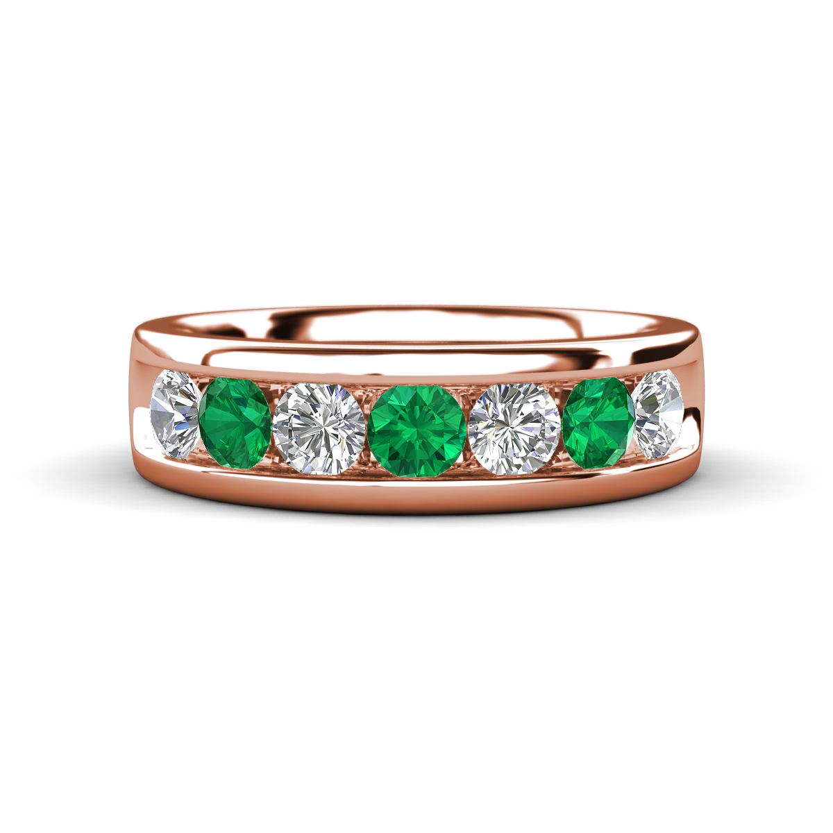 Irvin 1.02 ctw Emerald and Natural Diamond 7 stone Comfort Fit Men Wedding Band (6 mm) 