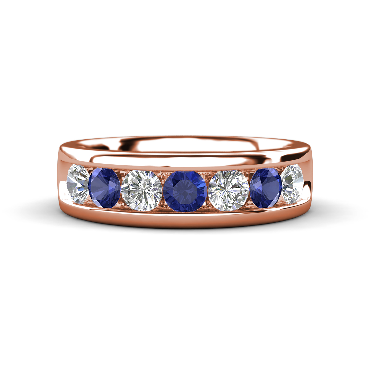 Irvin 1.02 ctw Iolite and Natural Diamond 7 stone Comfort Fit Men Wedding Band (6 mm) 