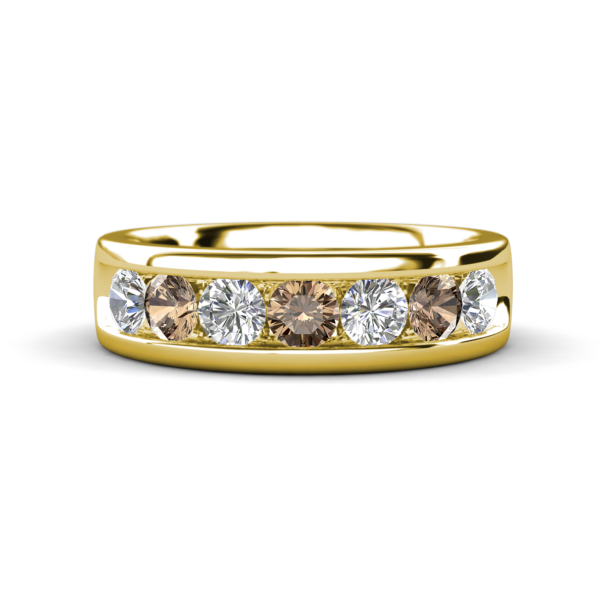 Irvin 1.05 ctw Smoky Quartz and Natural Diamond 7 stone Comfort Fit Men Wedding Band (6 mm) 