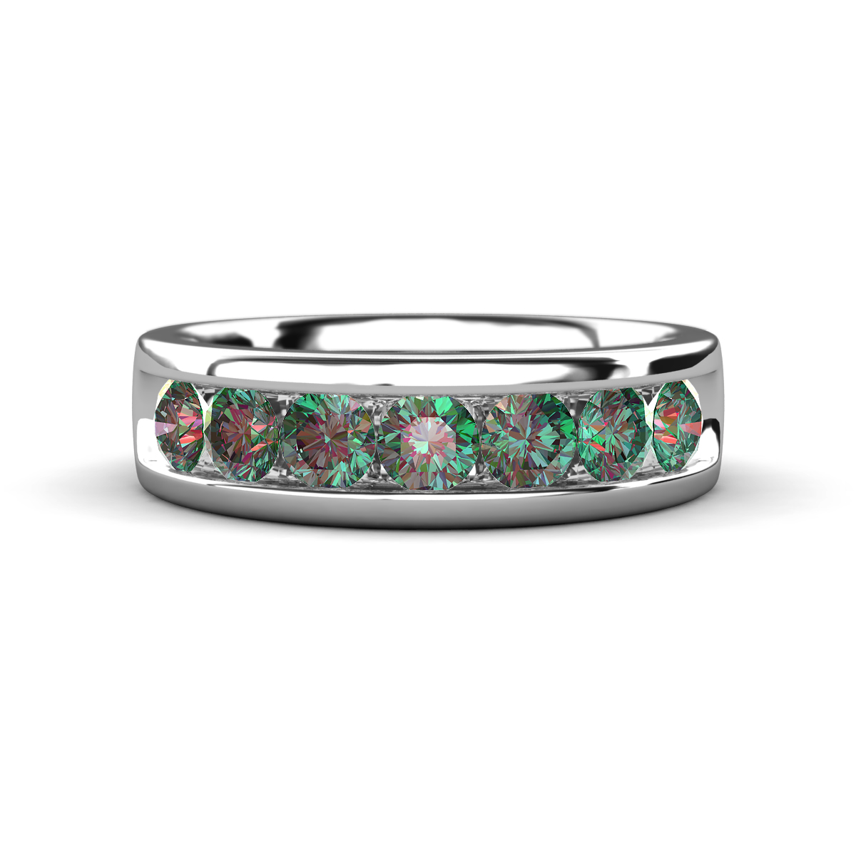 Irvin 1.18 ctw Created Alexandrite 7 stone Comfort Fit Men Wedding Band (6 mm) 