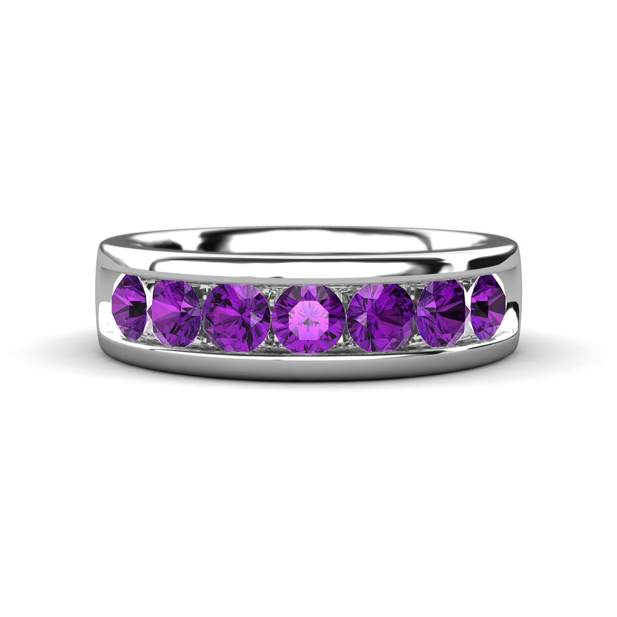 Irvin 0.98 ctw Amethyst 7 stone Comfort Fit Men Wedding Band (6 mm) 