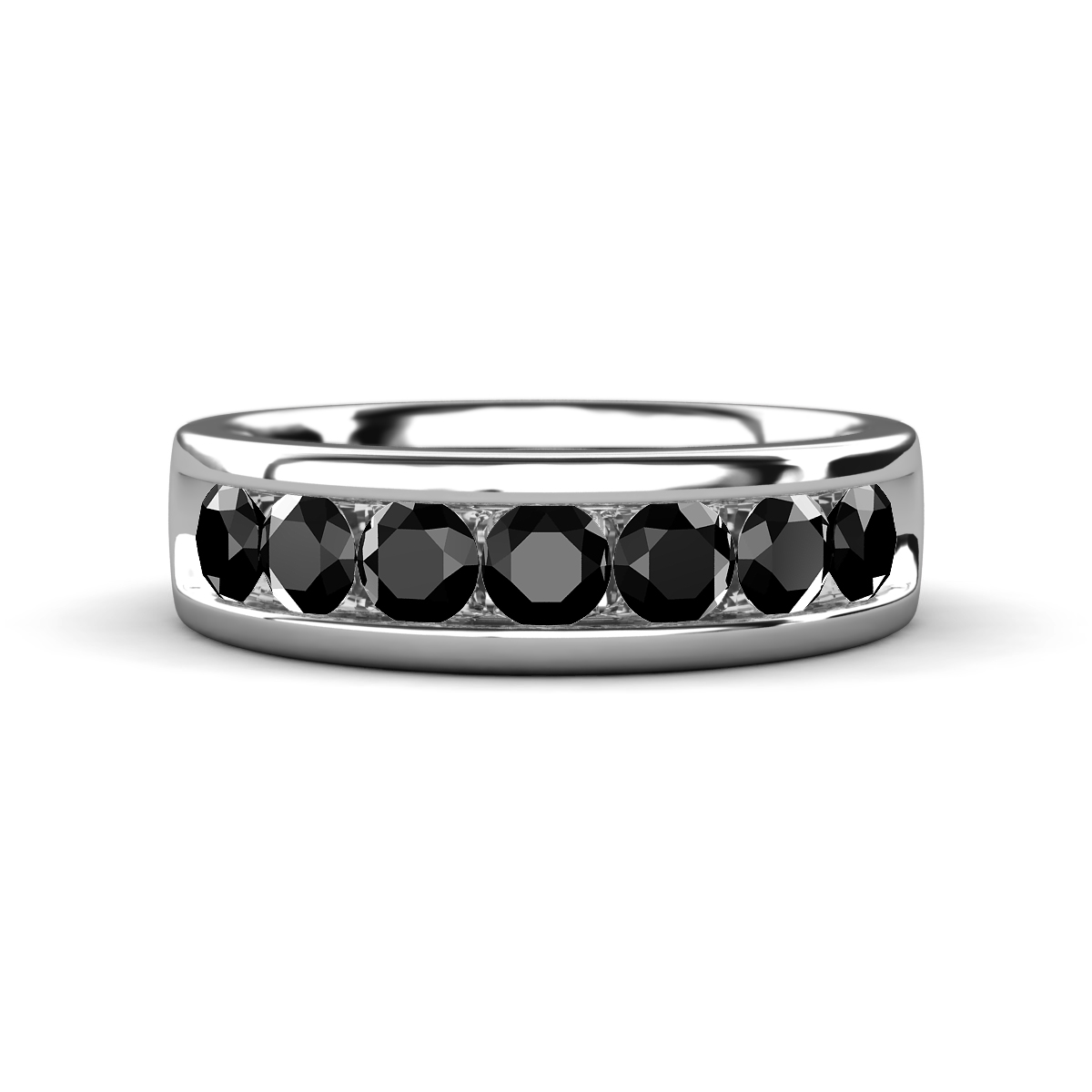 Irvin 1.12 ctw Black Diamond 7 stone Comfort Fit Men Wedding Band (6 mm) 