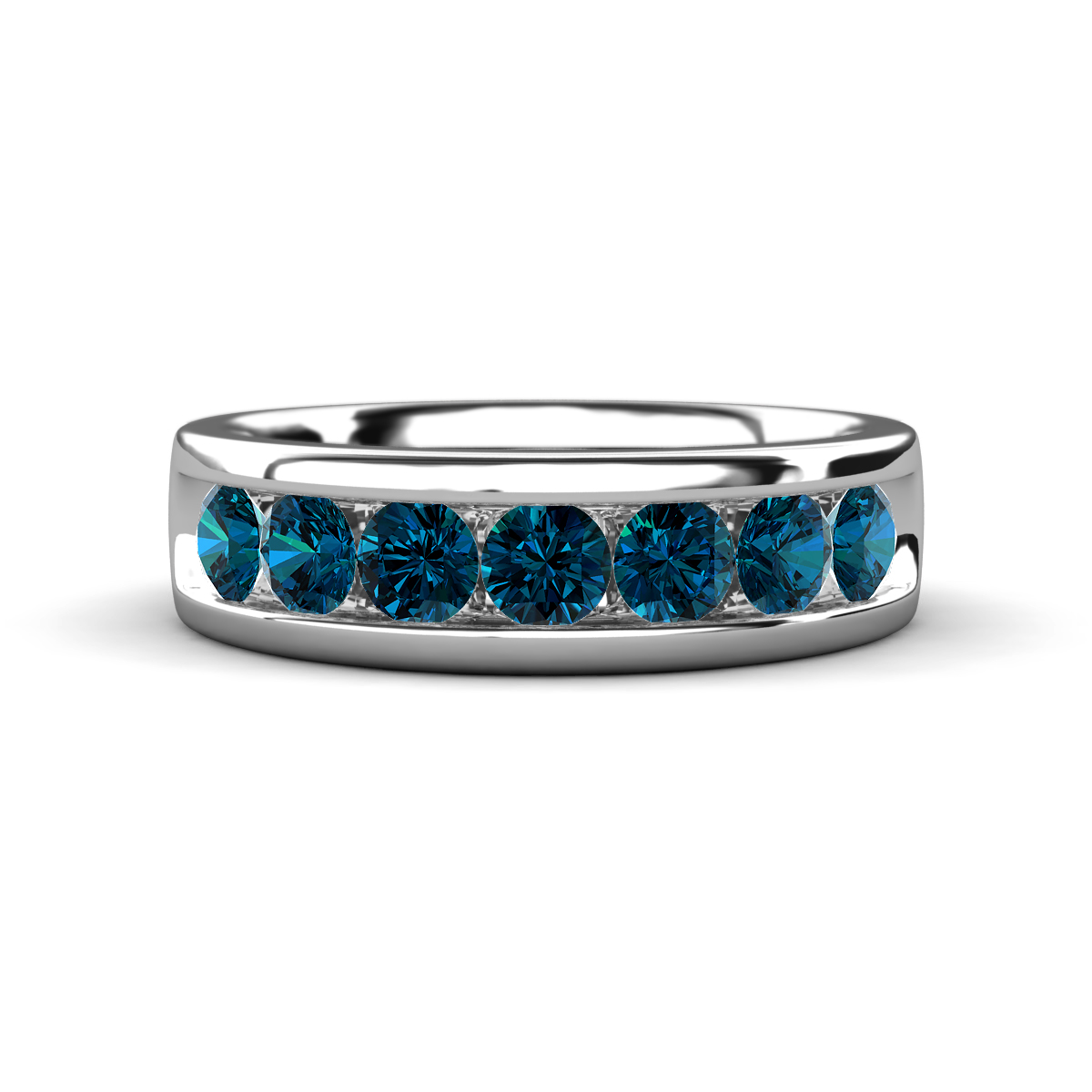 Irvin 1.05 ctw Blue Diamond 7 stone Comfort Fit Men Wedding Band (6 mm) 