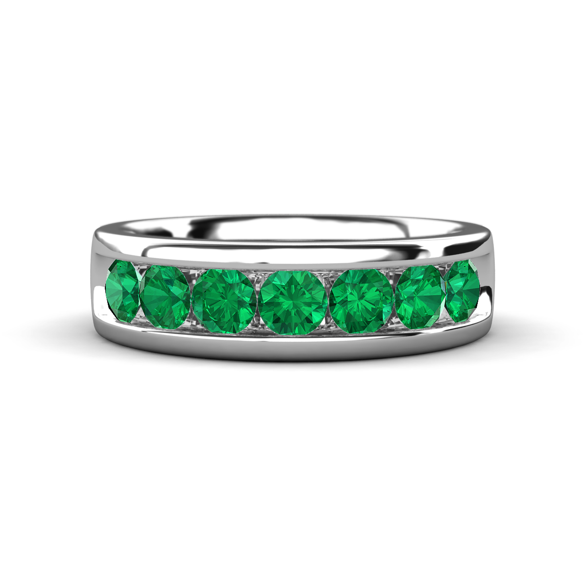 Irvin 0.98 ctw Emerald 7 stone Comfort Fit Men Wedding Band (6 mm) 