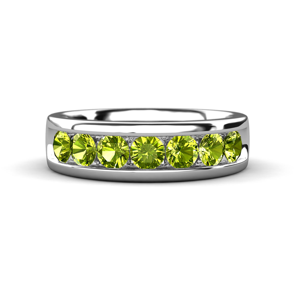 Irvin 1.18 ctw Peridot 7 stone Comfort Fit Men Wedding Band (6 mm) 