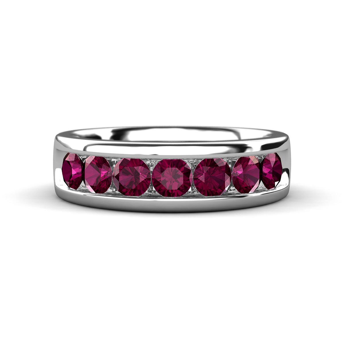 Irvin 1.18 ctw Rhodolite Garnet 7 stone Comfort Fit Men Wedding Band (6 mm) 