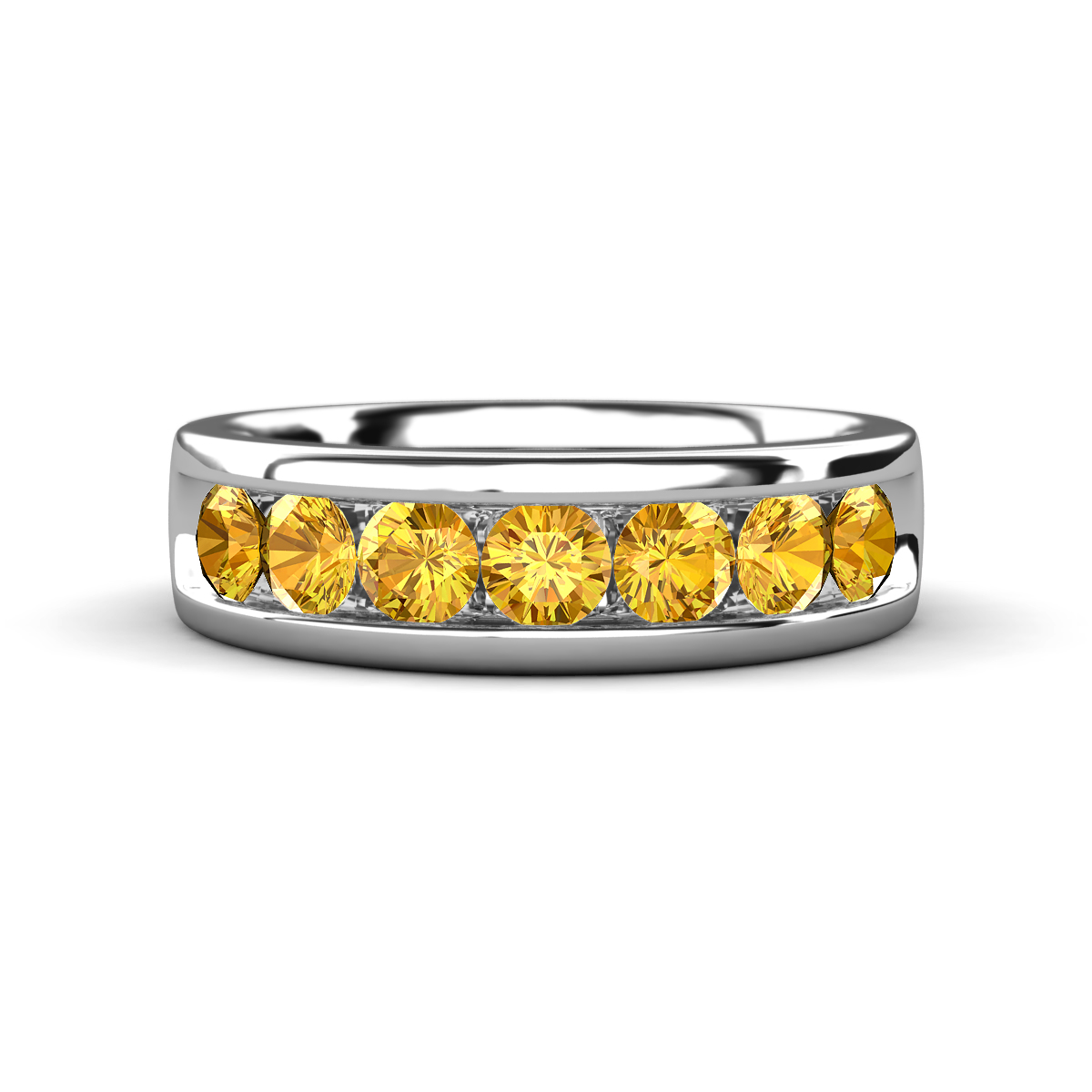 Irvin 0.98 ctw Citrine 7 stone Comfort Fit Men Wedding Band (6 mm) 