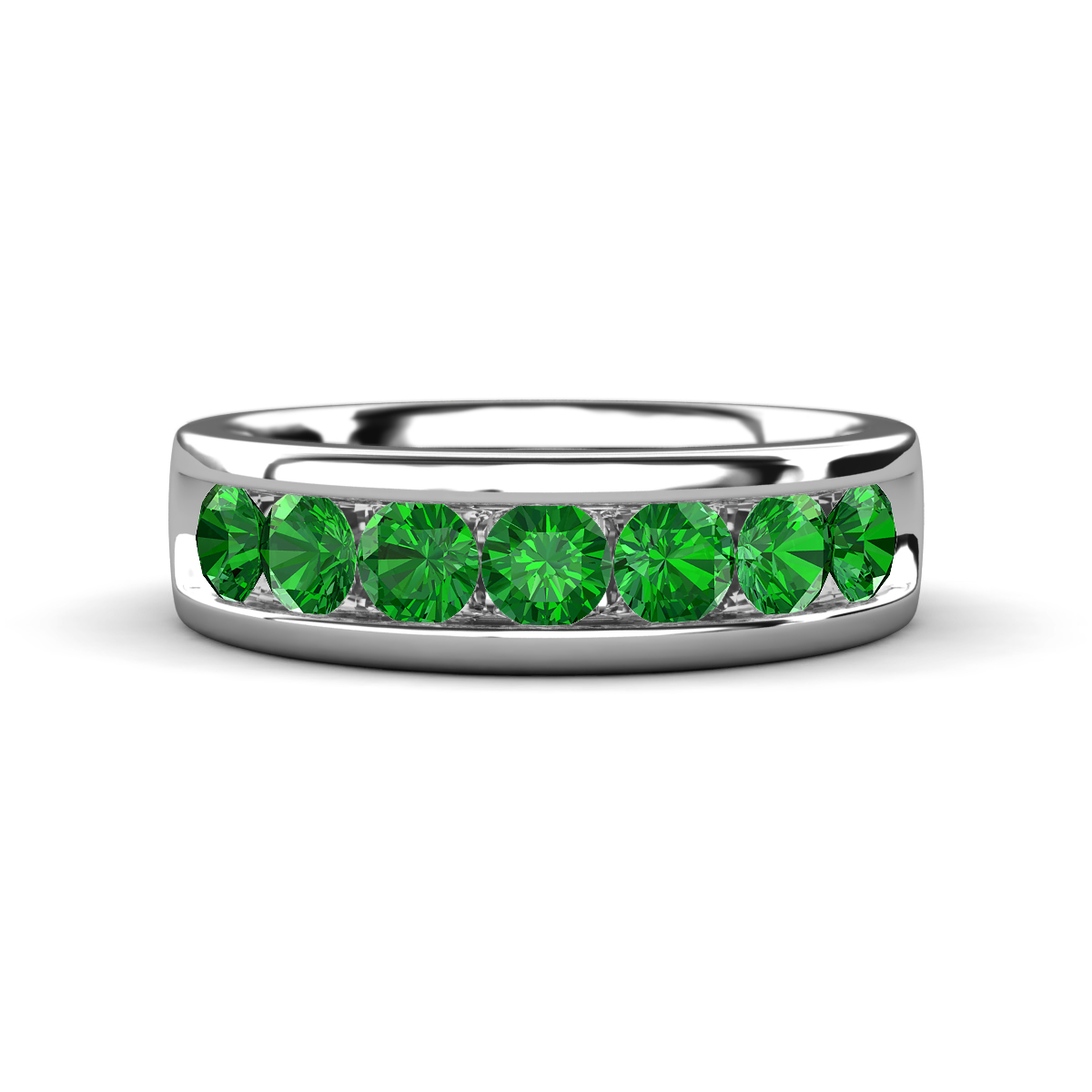 Irvin 1.18 ctw Green Garnet 7 stone Comfort Fit Men Wedding Band (6 mm) 