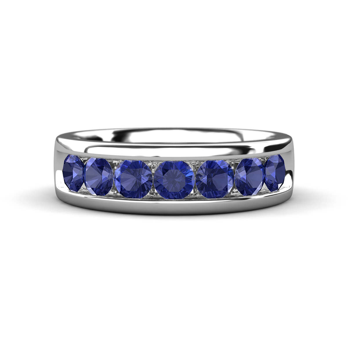 Irvin 0.98 ctw Iolite 7 stone Comfort Fit Men Wedding Band (6 mm) 