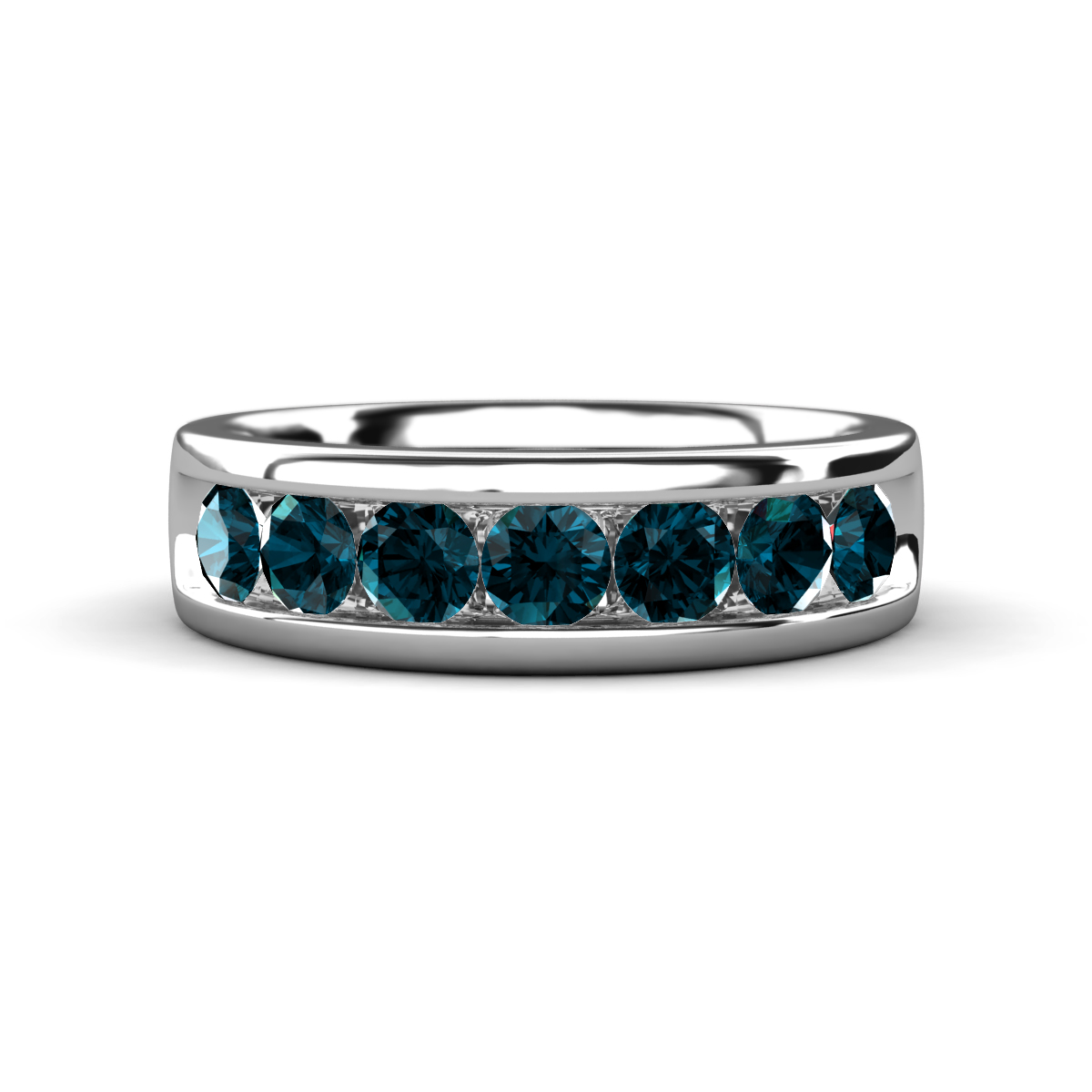 Irvin 0.98 ctw London Blue Topaz 7 stone Comfort Fit Men Wedding Band (6 mm) 