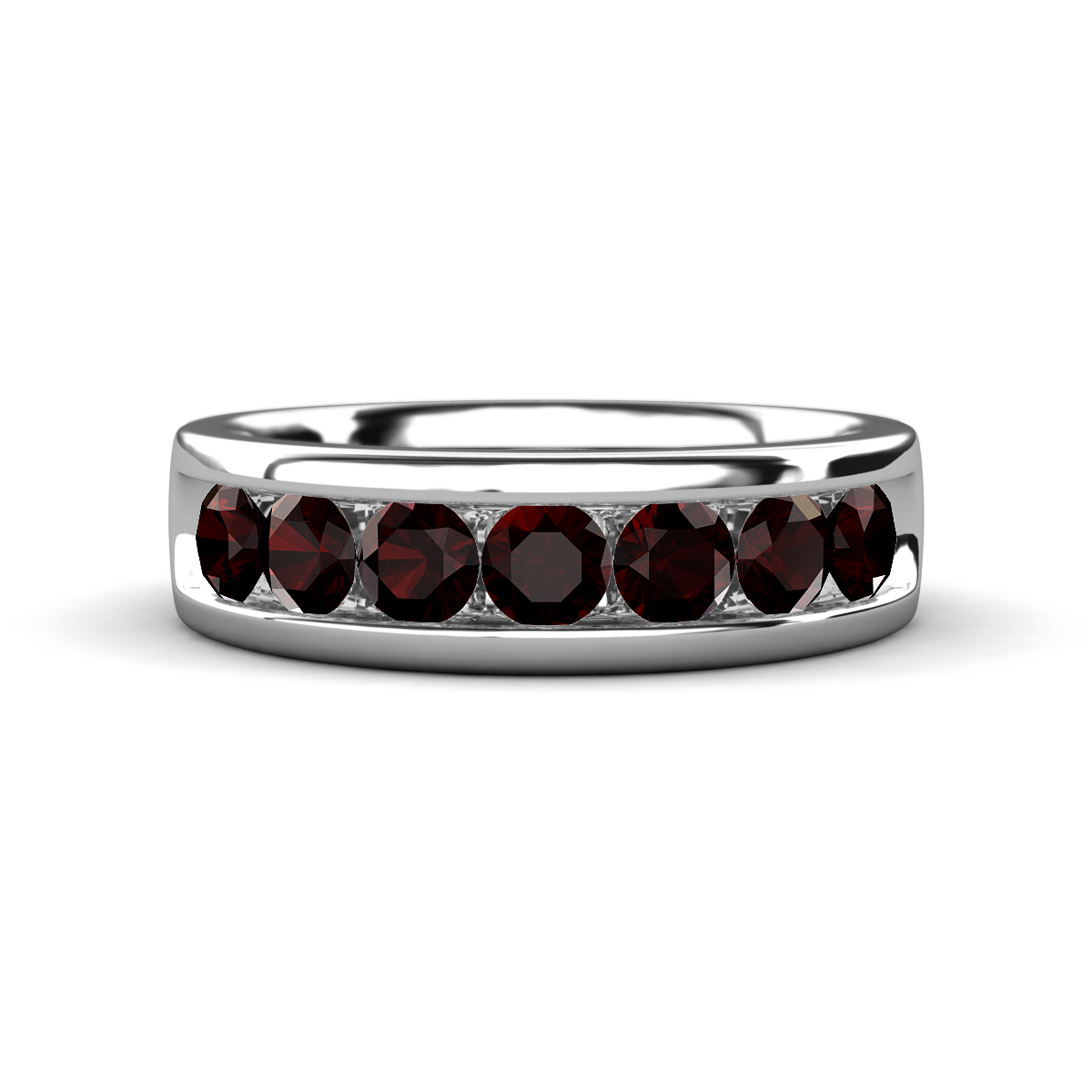 Irvin 1.18 ctw Red Garnet 7 stone Comfort Fit Men Wedding Band (6 mm) 