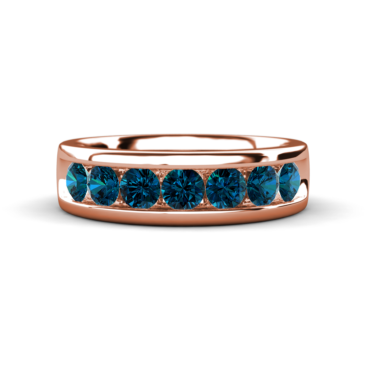 Irvin 1.05 ctw Blue Diamond 7 stone Comfort Fit Men Wedding Band (6 mm) 