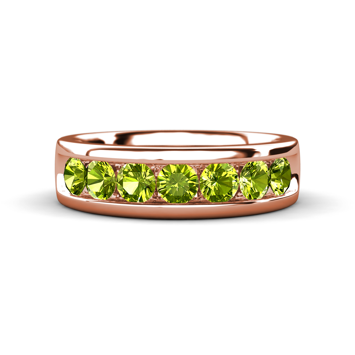 Irvin 1.18 ctw Peridot 7 stone Comfort Fit Men Wedding Band (6 mm) 