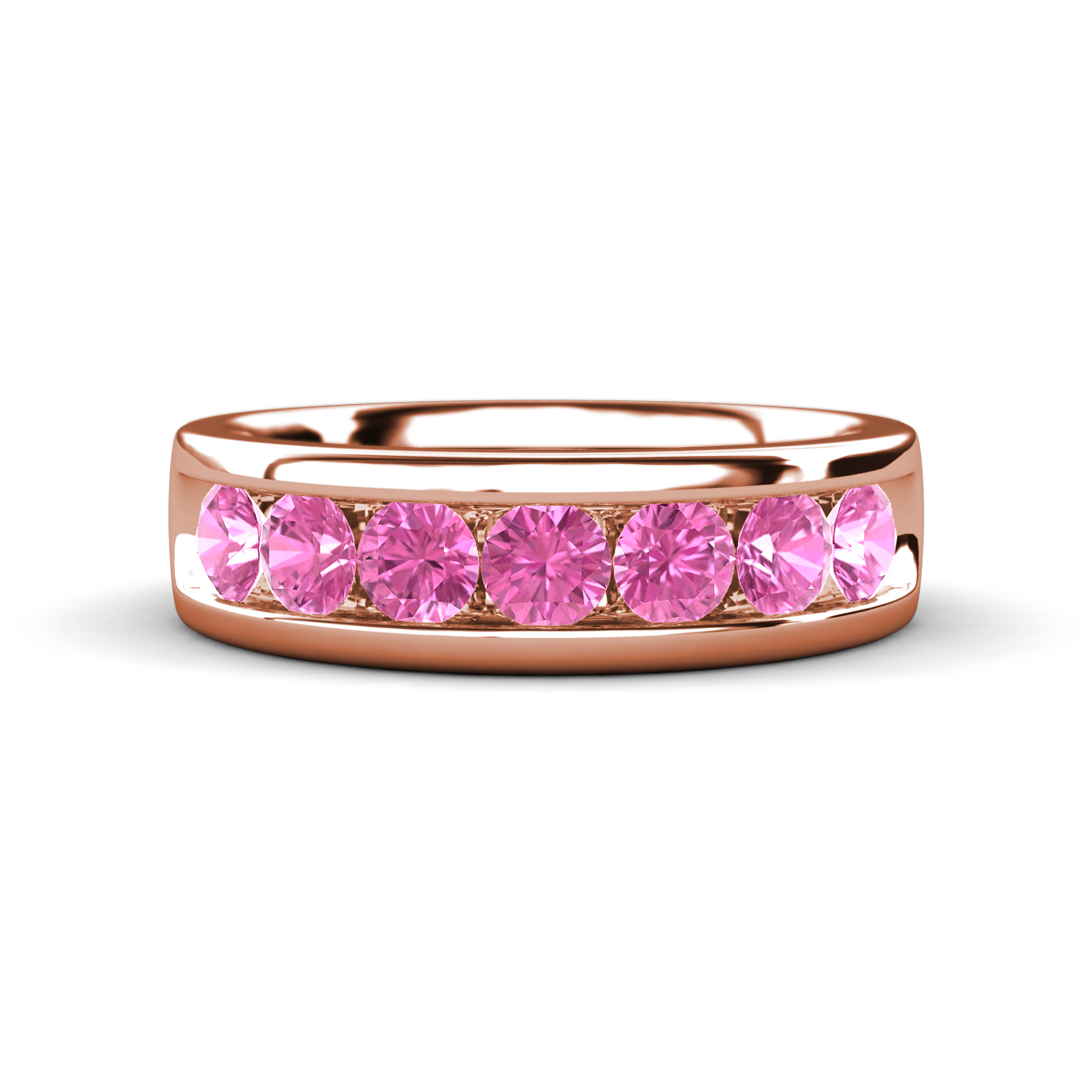 Irvin 1.10 ctw Pink Sapphire 7 stone Comfort Fit Men Wedding Band (6 mm) 