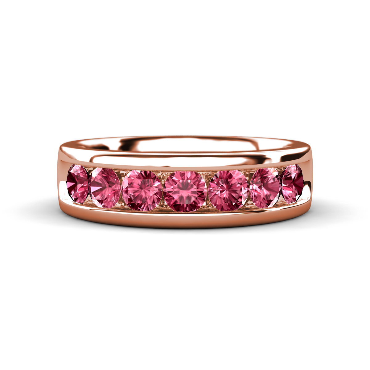 Irvin 1.05 ctw Pink Tourmaline 7 stone Comfort Fit Men Wedding Band (6 mm) 