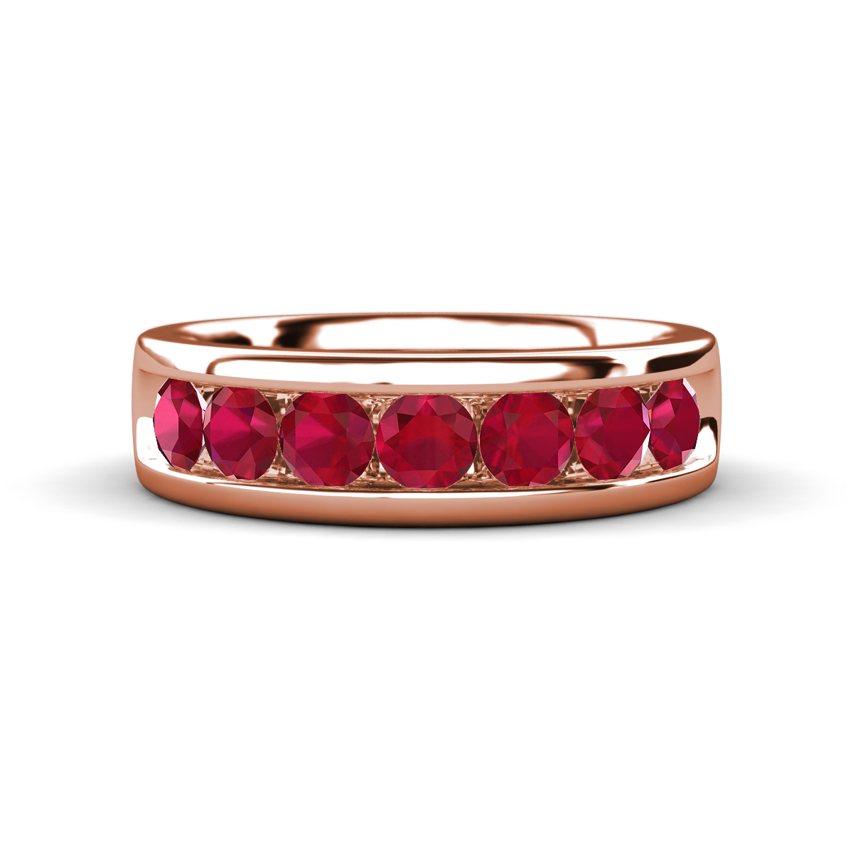 Irvin 1.10 ctw Ruby 7 stone Comfort Fit Men Wedding Band (6 mm) 