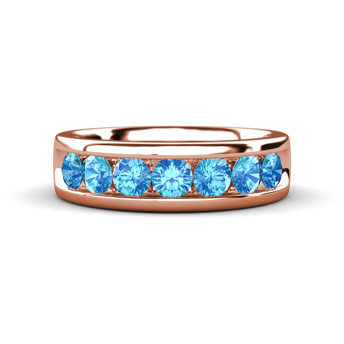 Irvin 0.98 ctw Blue Topaz 7 stone Comfort Fit Men Wedding Band (6 mm) 