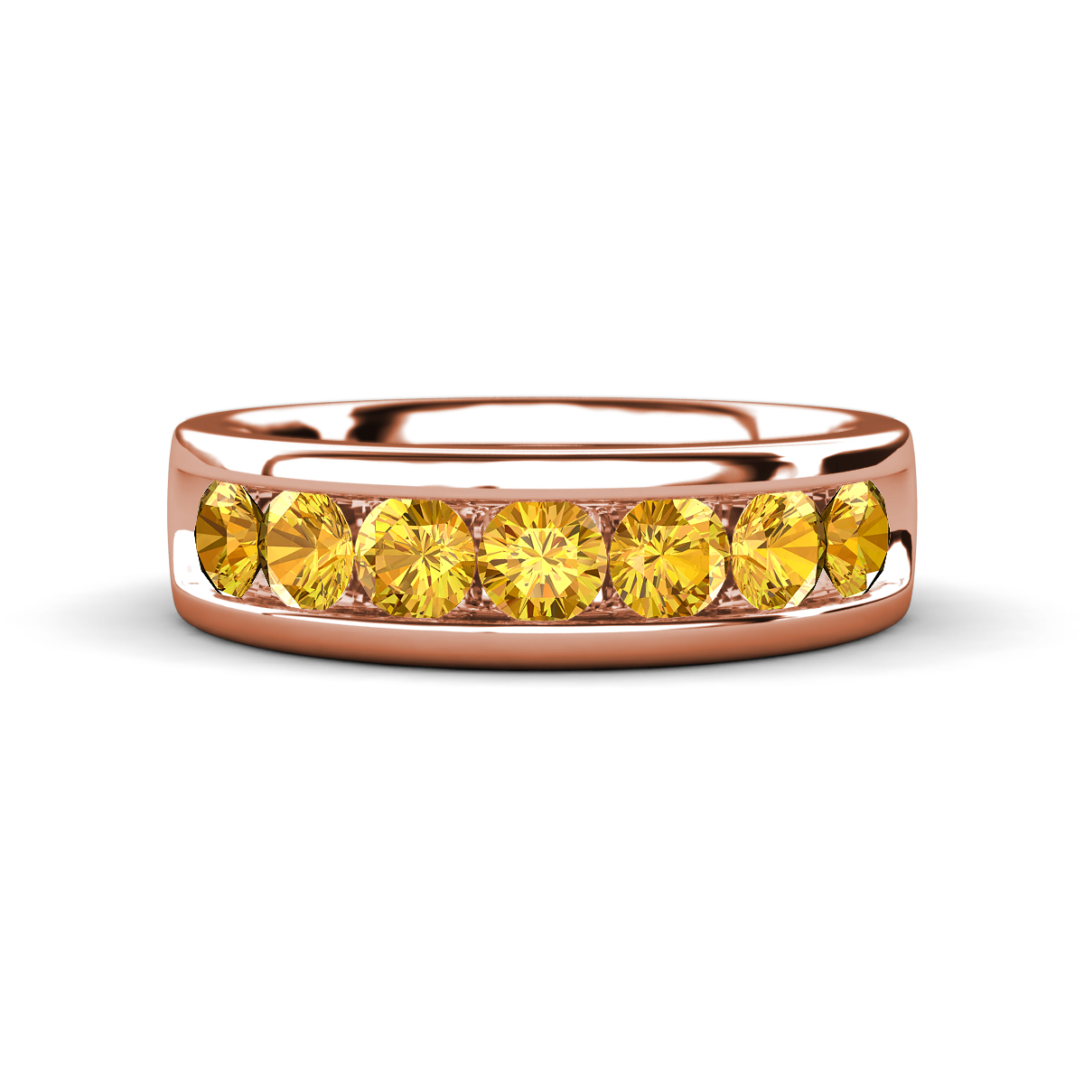 Irvin 0.98 ctw Citrine 7 stone Comfort Fit Men Wedding Band (6 mm) 