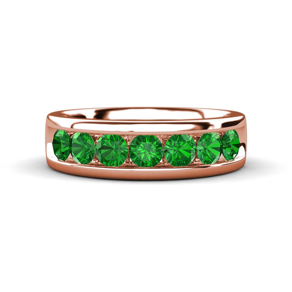 Irvin 1.18 ctw Green Garnet 7 stone Comfort Fit Men Wedding Band (6 mm) 