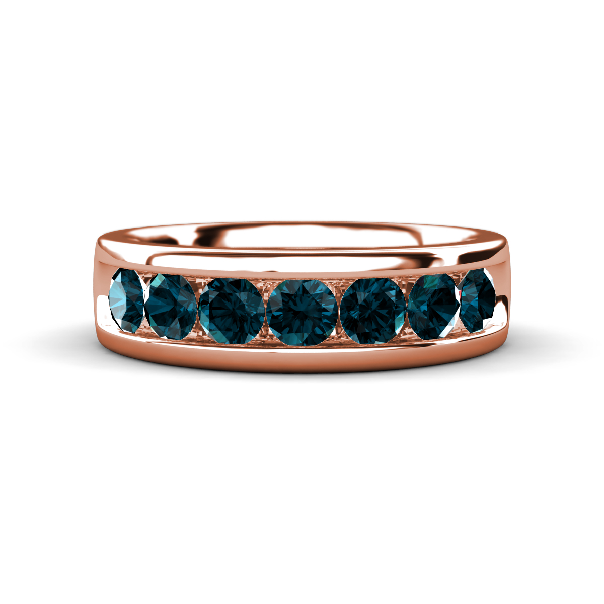 Irvin 0.98 ctw London Blue Topaz 7 stone Comfort Fit Men Wedding Band (6 mm) 