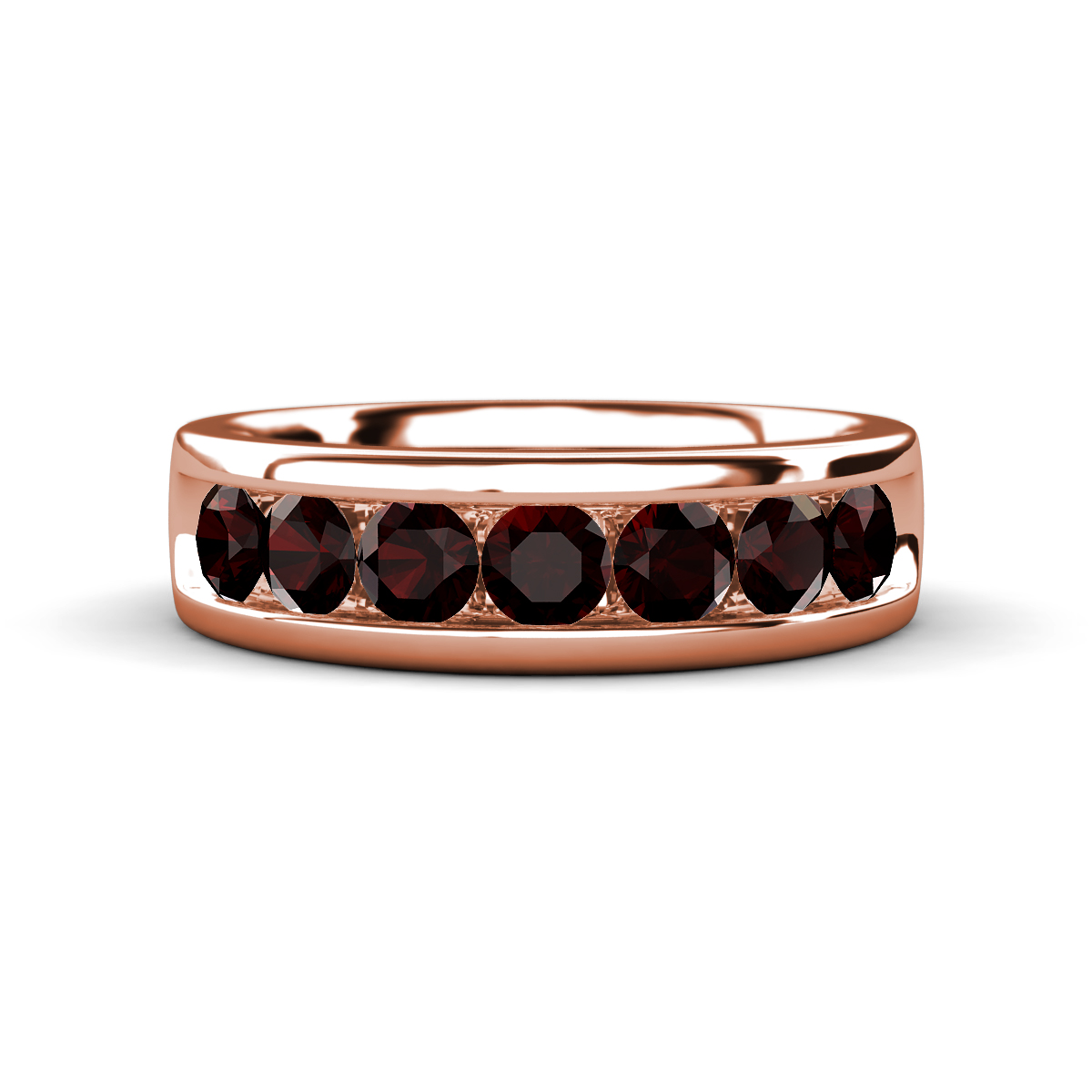 Irvin 1.18 ctw Red Garnet 7 stone Comfort Fit Men Wedding Band (6 mm) 