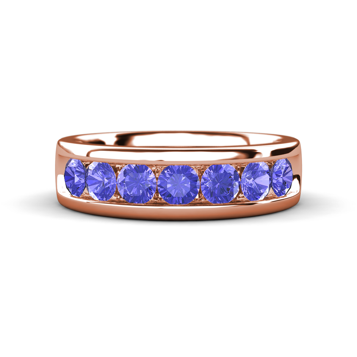 Irvin 1.05 ctw Tanzanite 7 stone Comfort Fit Men Wedding Band (6 mm) 