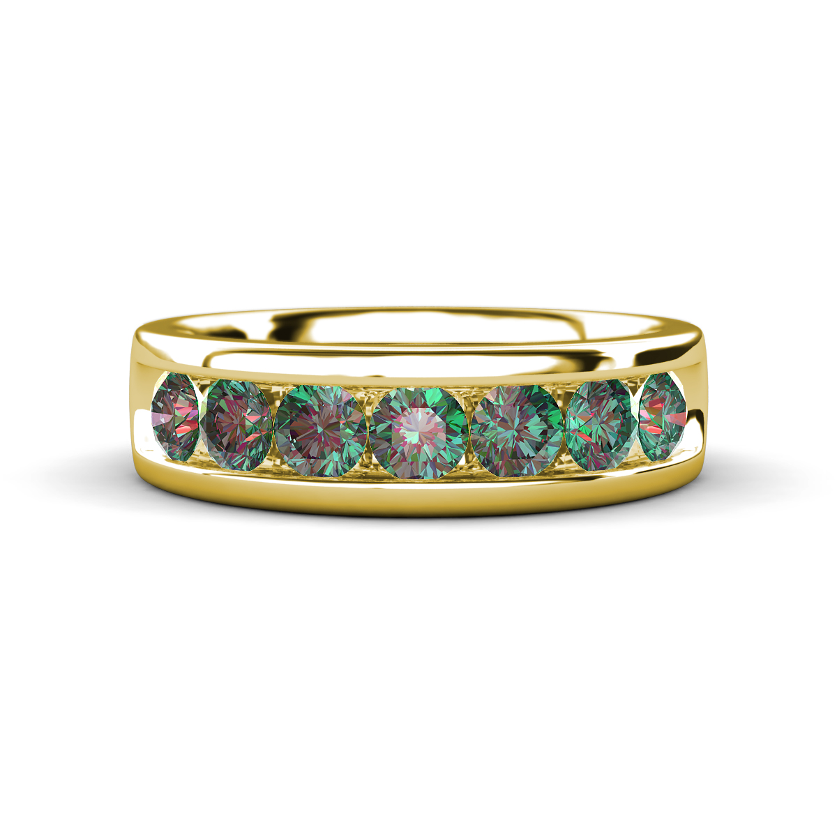 Irvin 1.18 ctw Created Alexandrite 7 stone Comfort Fit Men Wedding Band (6 mm) 