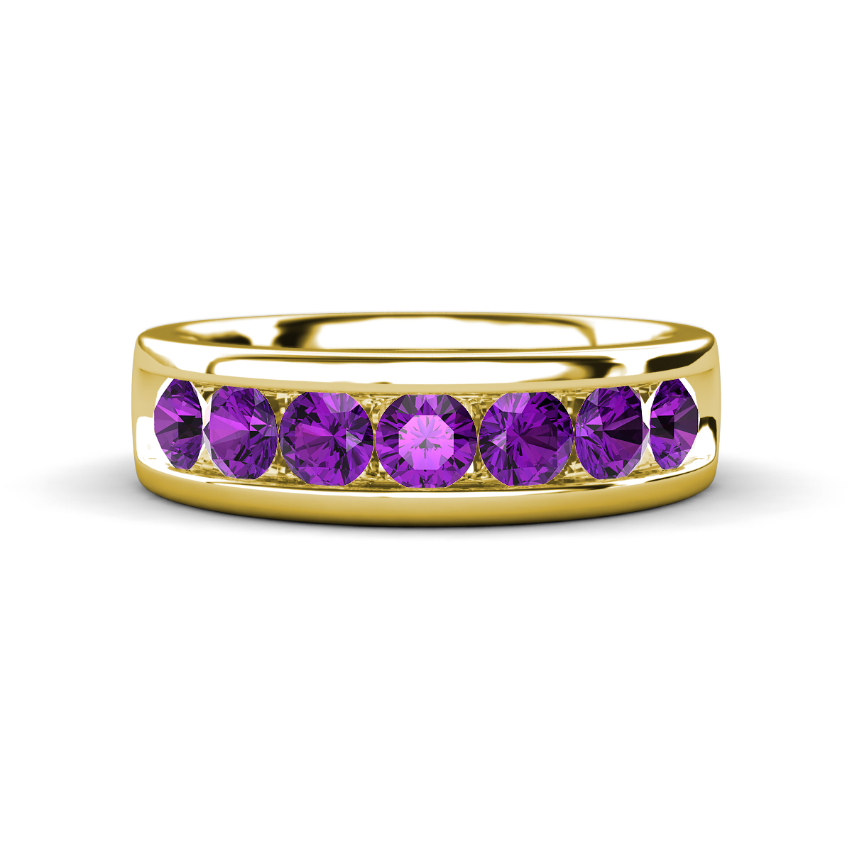 Irvin 0.98 ctw Amethyst 7 stone Comfort Fit Men Wedding Band (6 mm) 