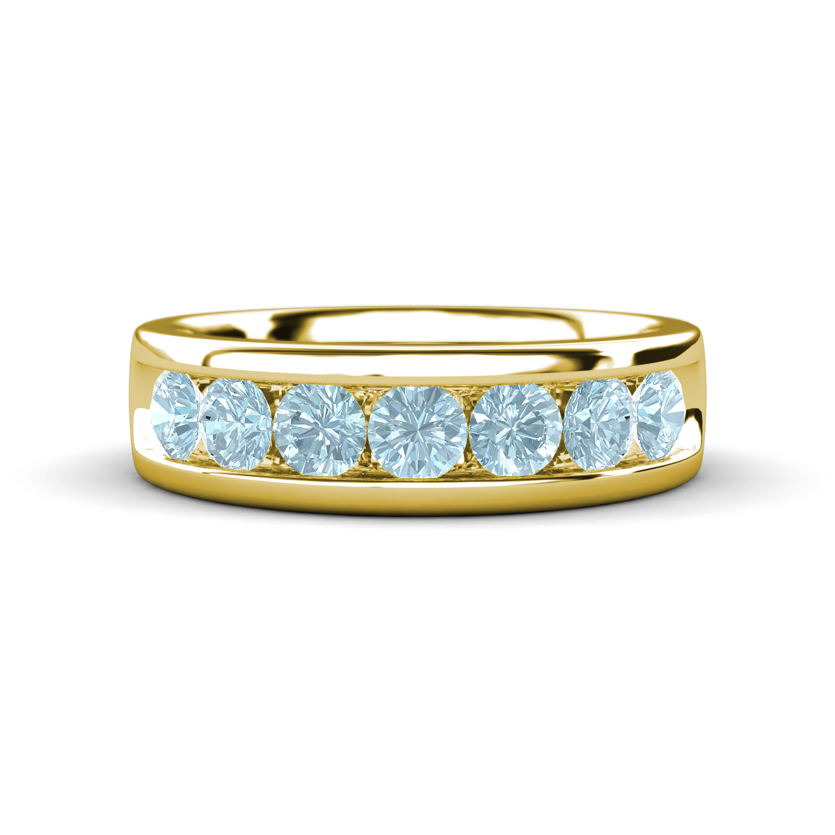 Irvin 0.98 ctw Aquamarine 7 stone Comfort Fit Men Wedding Band (6 mm) 