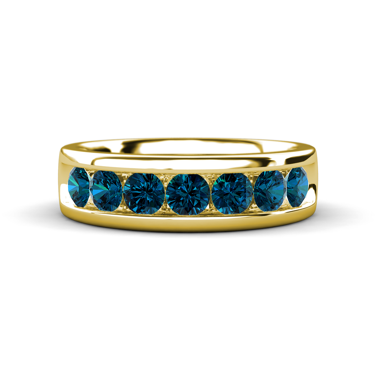 Irvin 1.05 ctw Blue Diamond 7 stone Comfort Fit Men Wedding Band (6 mm) 