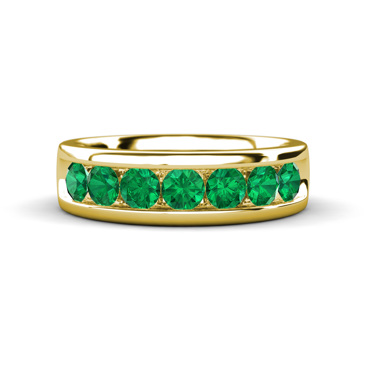 Irvin 0.98 ctw Emerald 7 stone Comfort Fit Men Wedding Band (6 mm) 