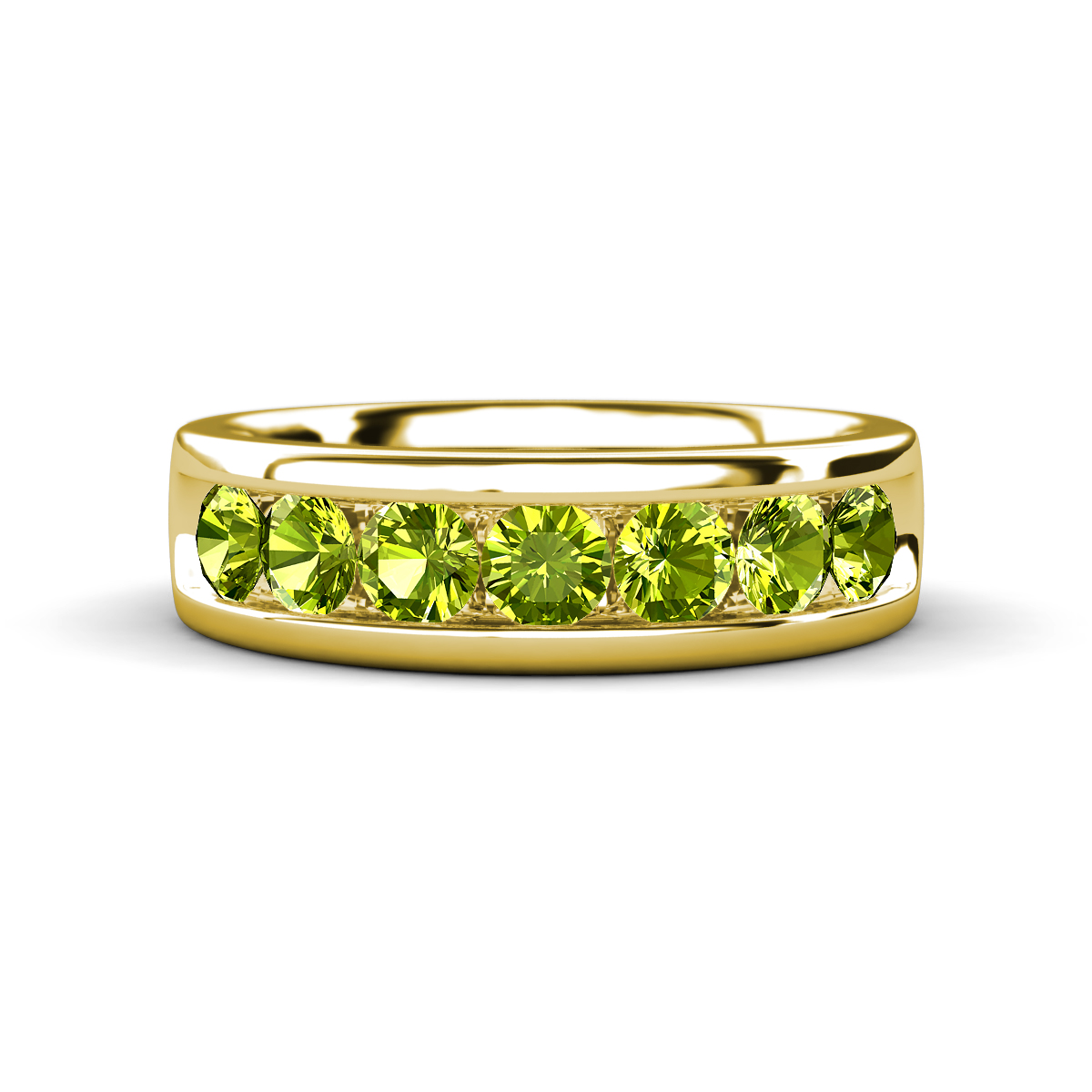 Irvin 1.18 ctw Peridot 7 stone Comfort Fit Men Wedding Band (6 mm) 