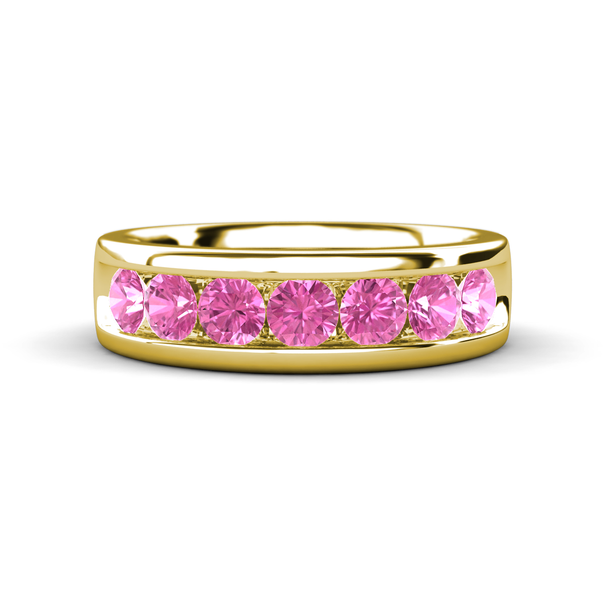 Irvin 1.10 ctw Pink Sapphire 7 stone Comfort Fit Men Wedding Band (6 mm) 
