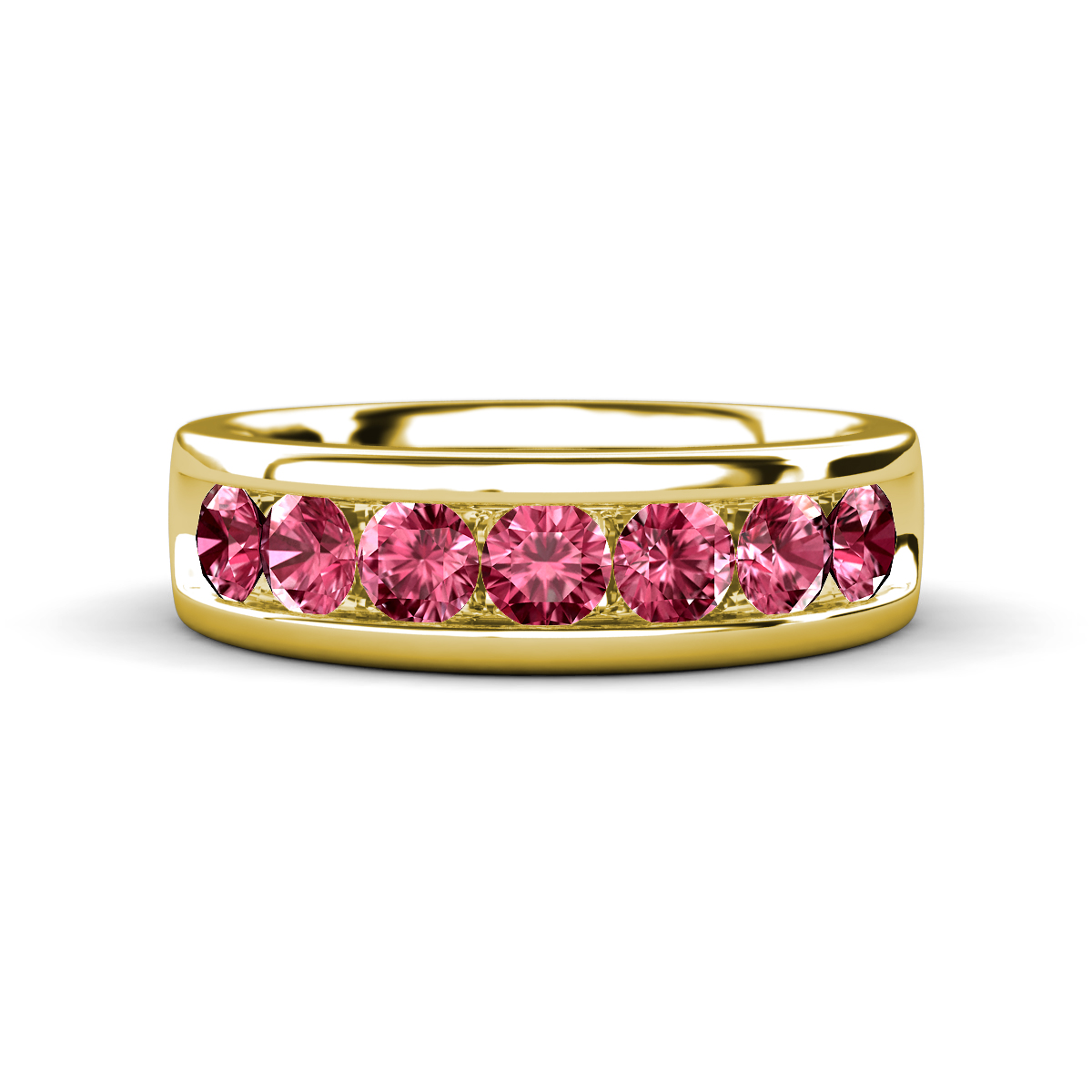 Irvin 1.05 ctw Pink Tourmaline 7 stone Comfort Fit Men Wedding Band (6 mm) 